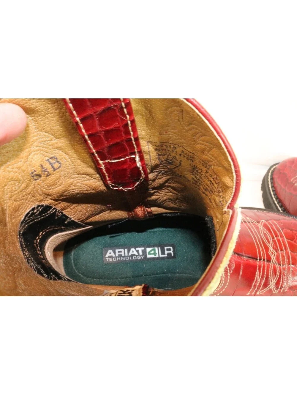Ariat Fatbaby 14709 Women Red Croc Embossed Leather Western Boots 5.5B Tan Suede